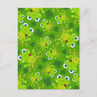 Cute Frog Patterned Postcard