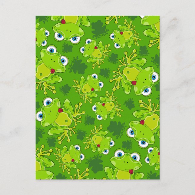 Cute Frog Patterned Postcard (Front)