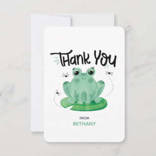Cute Frog Personalized Flat Thank You Card