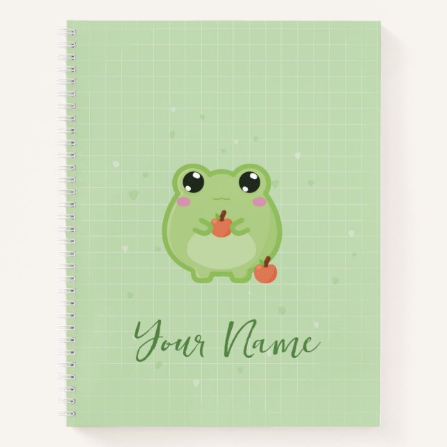 Cute frog Personalized notebook, green journal (Front)