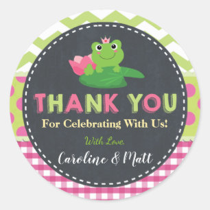 Cute Frog Pink Green Baby Shower Thank You Favor Classic Round Sticker