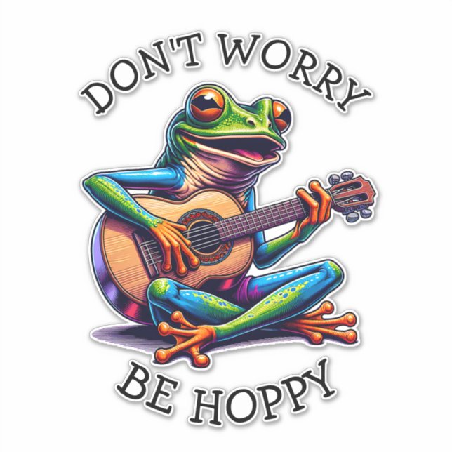 Cute Frog Playing a Guitar | Don't Worry, Be Hoppy (Front)