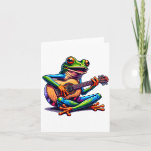 Cute Frog Playing A Guitar Dont Worry Be Hoppy _1  Card