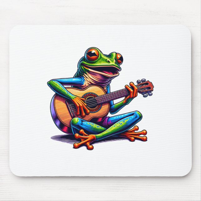 Cute Frog Playing A Guitar Dont Worry Be Hoppy _1  Mouse Pad (Front)