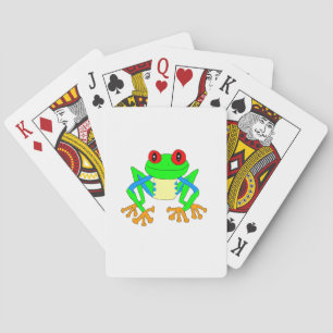 Cute frog playing cards