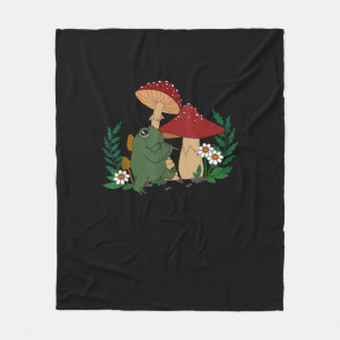 Cute Frog Playing Flute Cottagecore  Goblincore Ae Fleece Blanket
