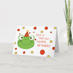 Cute Frog Polka Dot Kids Birthday Cards