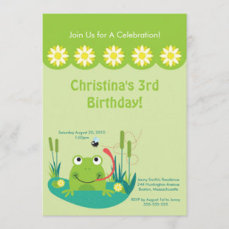 Cute Frog Pond Birthday Party Invitation