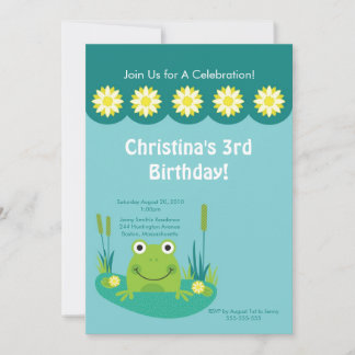 Cute Frog Pond Birthday Party Invitation