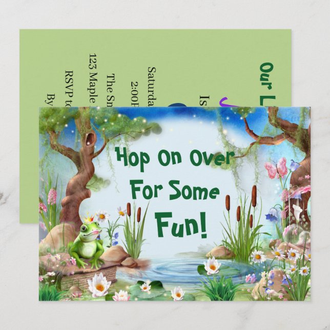 Cute Frog Prince Birthday Party Invitation (Front/Back)