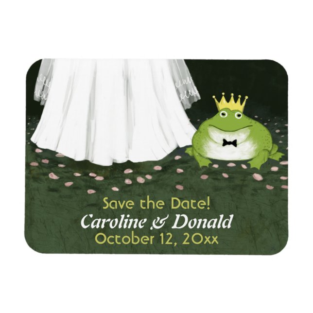Cute Frog Prince Humourous Wedding Save the Date Magnet (Horizontal)