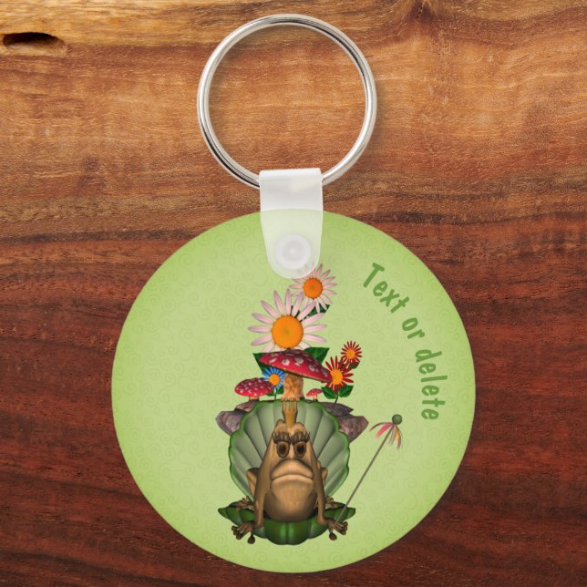 Cute Frog Princess On Throne Personalized Keychain (Front)