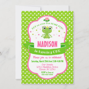 Cute Frog Princesse Invitation pour une fille