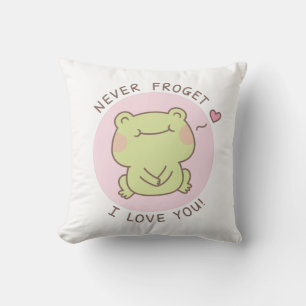 Cute Frog Pun Never Frogret I Love You Throw Pillow