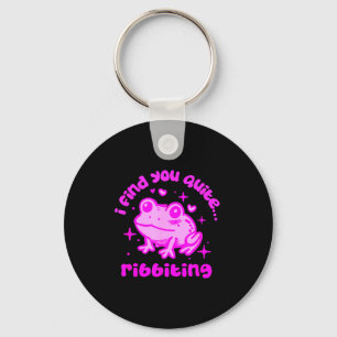 Cute Frog Pun Ribbiting Frog Lovers Quote Design  Keychain