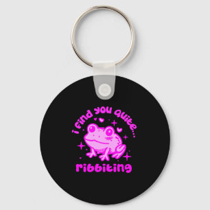 Cute Frog Pun Ribbiting Frog Lovers Quote Design P Keychain