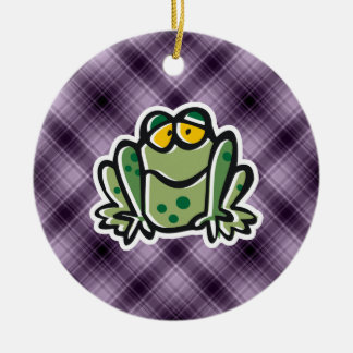 Cute Frog; Purple Ceramic Ornament