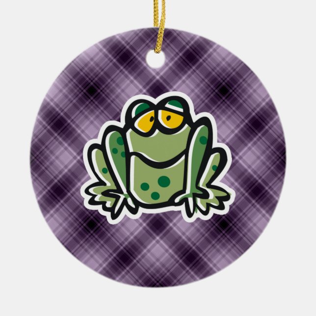 Cute Frog; Purple Ceramic Ornament (Front)