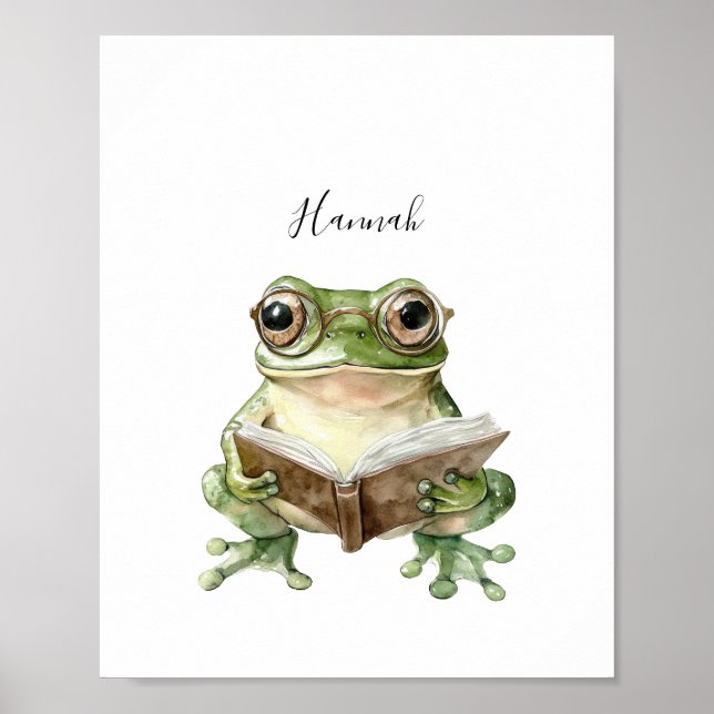 Cute Frog Reading Poster Print (Front)