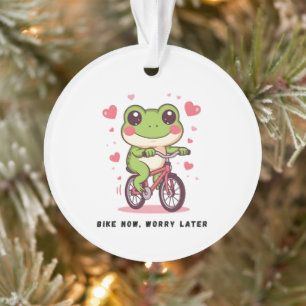 Cute Frog Riding Bicycle Funny Frog Lover Gift Ornament