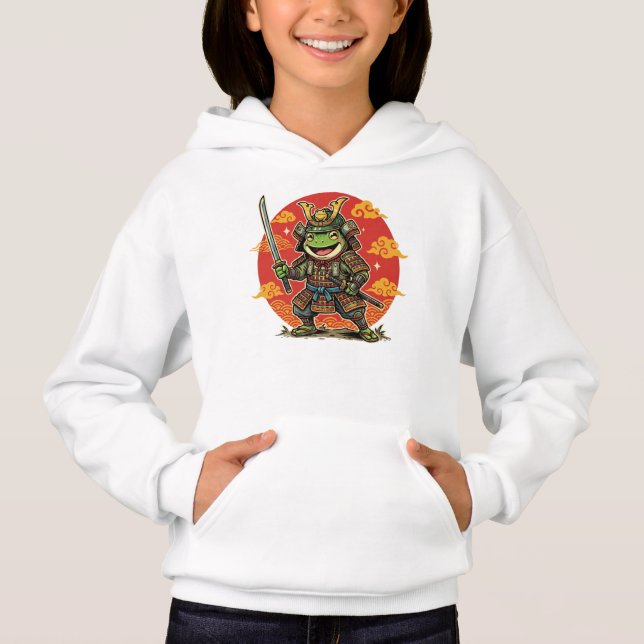 Cute Frog Samurai Cartoon Animal Warrior Design (Front)