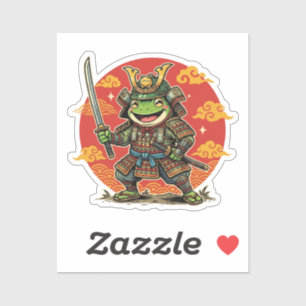 Cute Frog Samurai Cartoon Animal Warrior Design