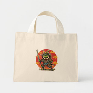 Cute Frog Samurai Cartoon Animal Warrior Design Mini Tote Bag