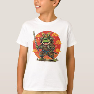 Cute Frog Samurai Cartoon Animal Warrior Design T-Shirt