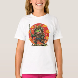 Cute Frog Samurai Cartoon Animal Warrior Design T-Shirt