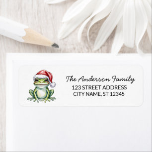 Cute Frog Santa Hat Christmas Adresse de retour