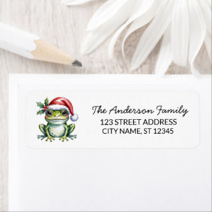 Cute Frog Santa Hat Christmas Adresse de retour