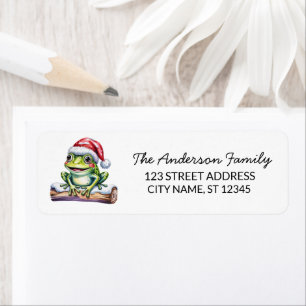 Cute Frog Santa Hat Christmas Adresse de retour