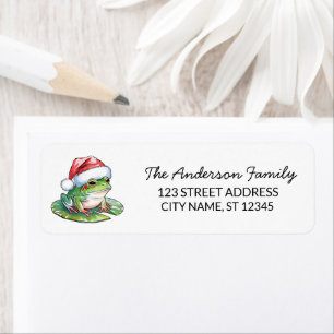 Cute Frog Santa Hat Christmas Adresse de retour