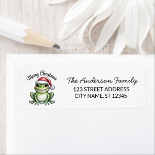  Cute Frog Santa Hat Christmas Return Address