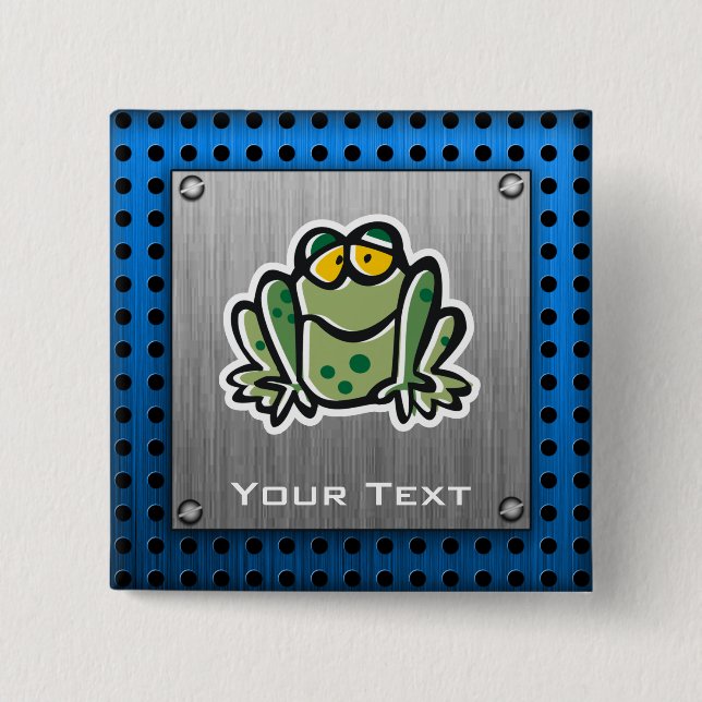 Cute Frog; Silver 2 Inch Square Button (Front)