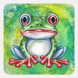 Cute Frog Square Sticker