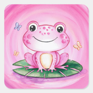 Cute Frog Square Sticker