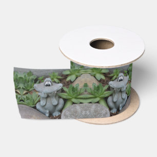 Cute Frog Succulent Garden  Satin Ribbon