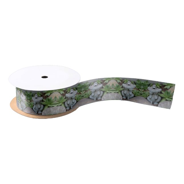 Cute Frog Succulent Garden  Satin Ribbon (Spool)