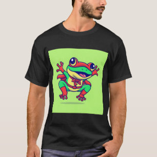 Cute Frog Super Hero Cartoon Vector Icon T-Shirt