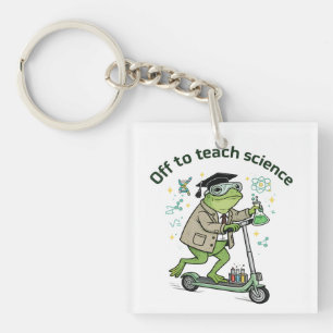 Cute Frog Teacher Science Humour Classroom Fun Quo Keychain