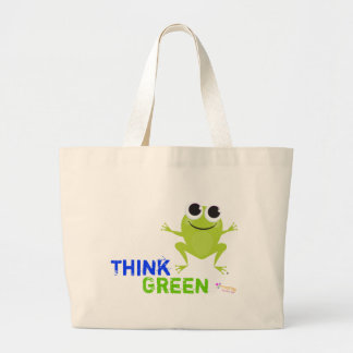 Cute Frog "Think Green" Tote Bag