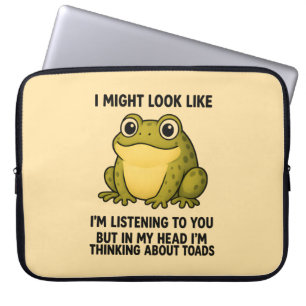 Cute Frog Toad ADHD Humor Meeting Survival Gift Laptop Sleeve