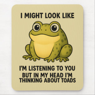 Cute Frog Toad ADHD Humor Meeting Survival Gift Mouse Pad
