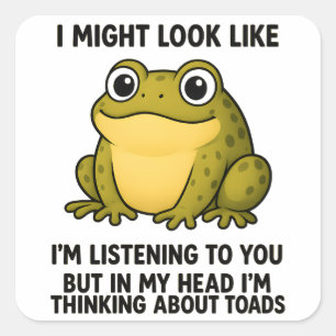 Cute Frog Toad ADHD Humor Meeting Survival Gift Square Sticker