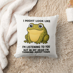 Cute Frog Toad ADHD Humor Meeting Survival Gift Throw Pillow