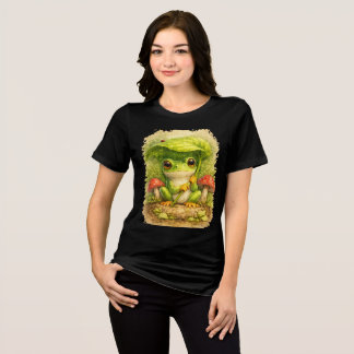 Cute Frog Umbrella T-Shirt Kawaii Nature Tri-Blend Shirt