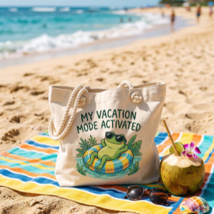 Cute Frog Vacation Mode Activated Funny Summer Tot Tote Bag