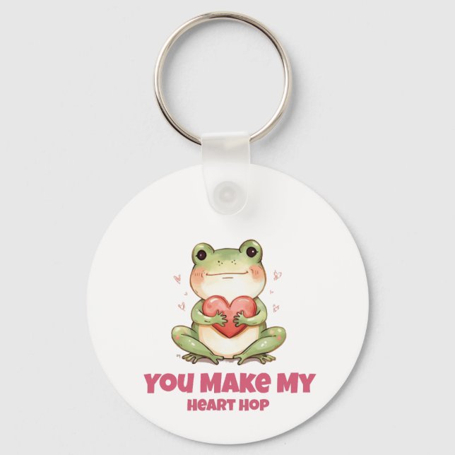Cute Frog Valentine Tee Keychain (Front)