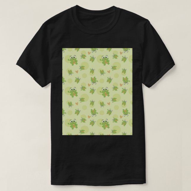 Cute Frog Wallpaper Graphic     T-Shirt (Design Front)